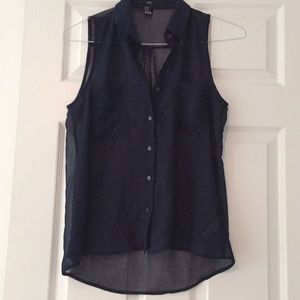 Forever21 Dark Navy Sheer Tank Top